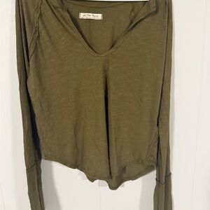 Olive Green Women's Top by We The Free Free People NWOT Medium